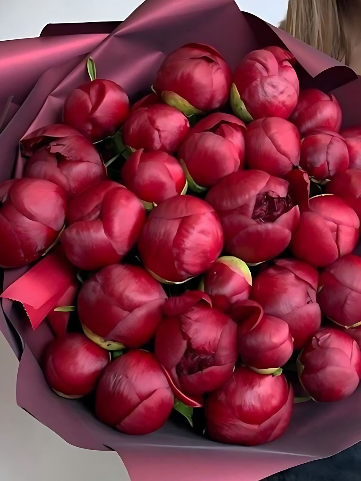 Dark Red Peony Bouquet