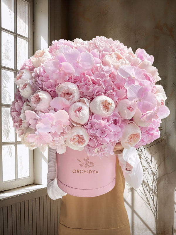 Flower Box Rosa Hydrangea Peony Rose Flower Box | Luxury Pink Flowers | London Delivery