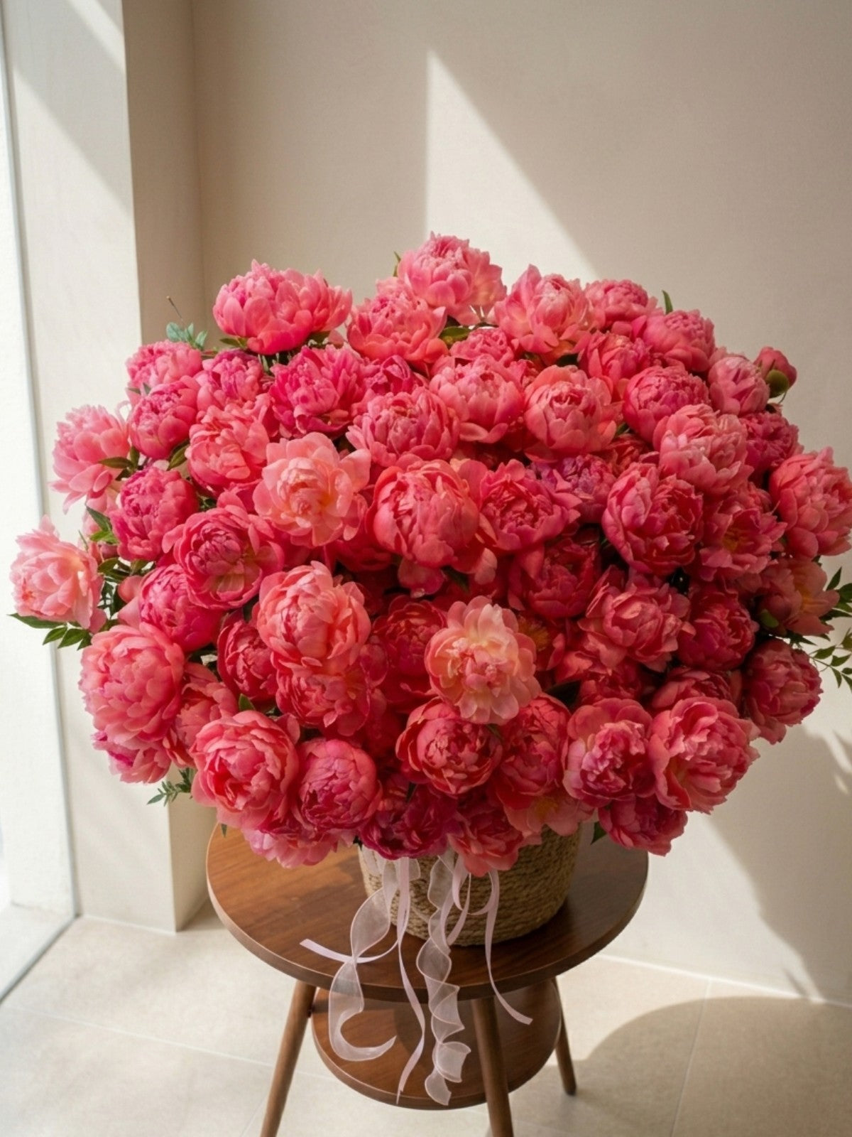 Coral Peony Basket