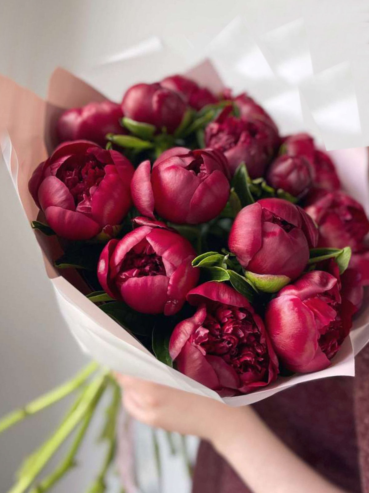 Dark Red Peony Bouquet