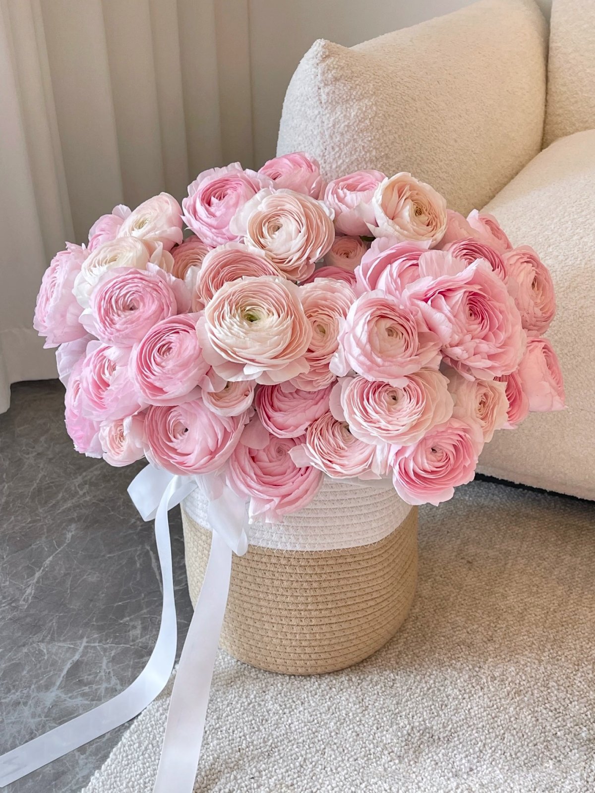 Pink Ranunculus Basket
