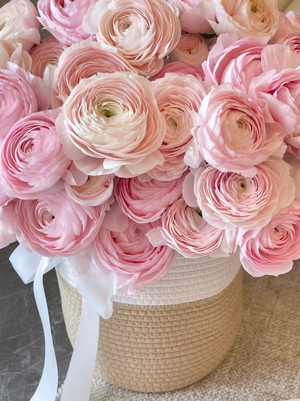 Pink Ranunculus Basket