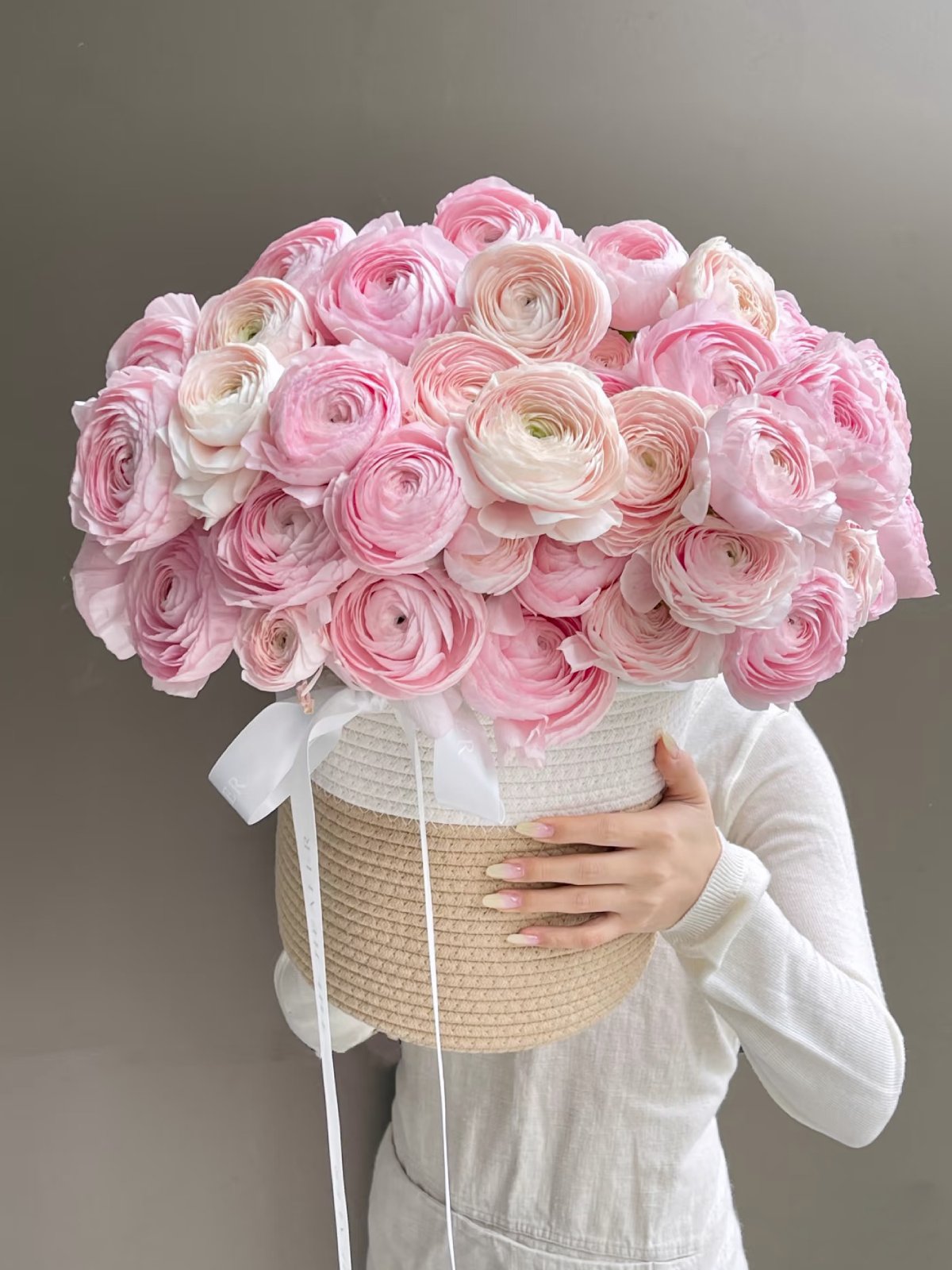 Pink Ranunculus Basket