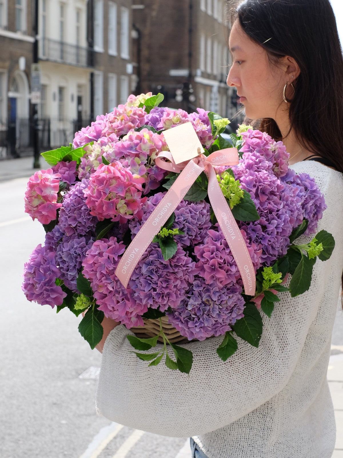 Purple Hydrangea Basket